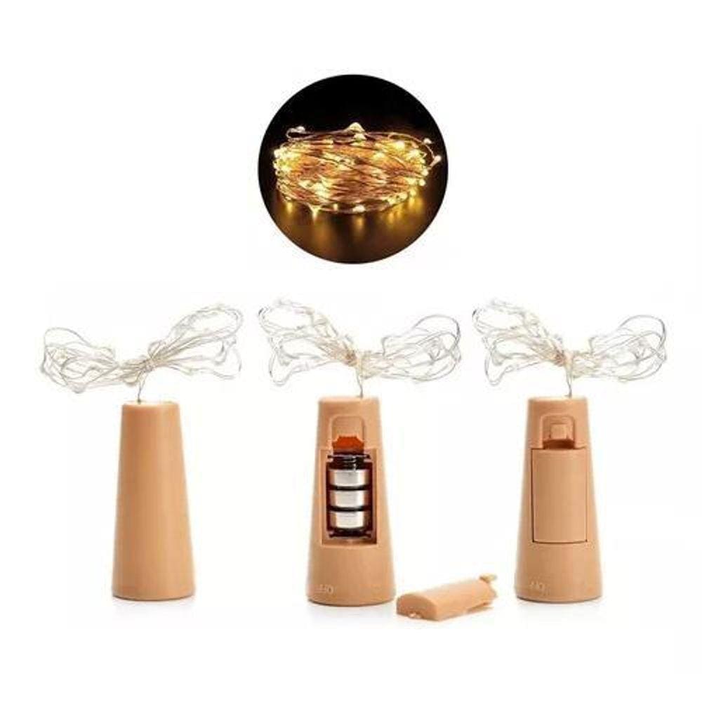 Luz Natal Conjunto 15 Lâmpadas LED Arame Rolha Garrafa 1,5m