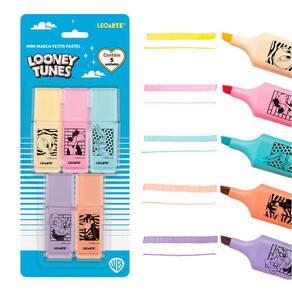 Caneta Marca-Texto 5 Cores Pastel Looney Tunes Seca Rapido