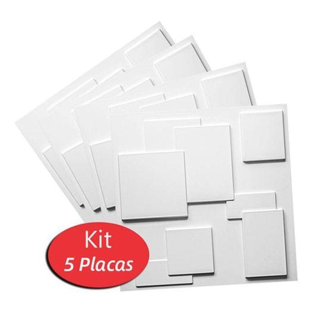 5 Placas Revestimento 3D 50Cmx50Cm Parede Kit Teto Quadratto
