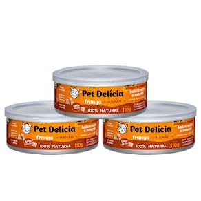 KIT 3 Ração Úmida Pet Delícia Gatos Frango com Mamão 110g