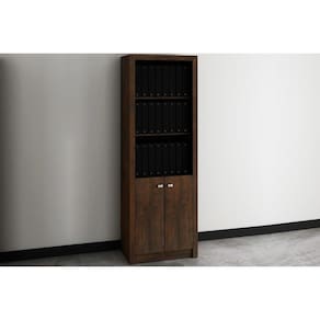Estante Livreiro de Escritório ME4110 c/ 2 Portas e 3 Prateleiras Rústico - Tecno Mobili