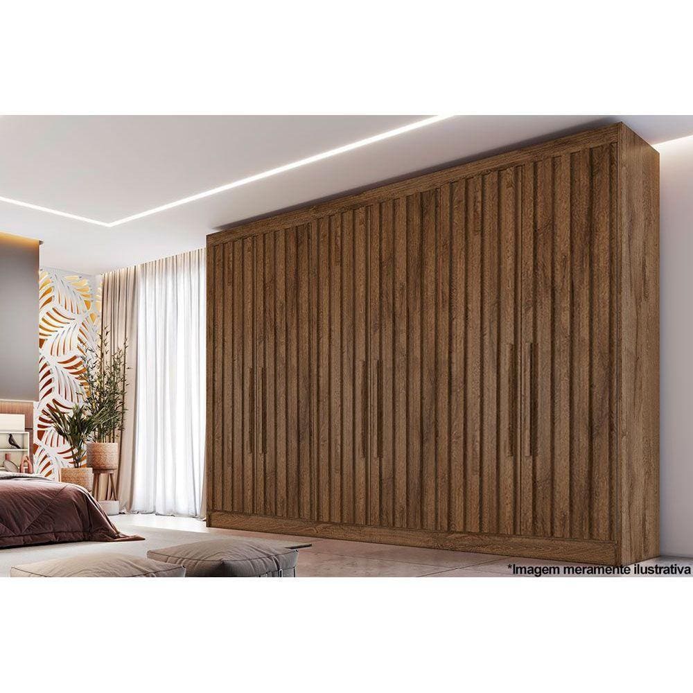 Guarda Roupa Casal 6 Portas Ripadas e 6 Gavetas Potente Braúna - Europa