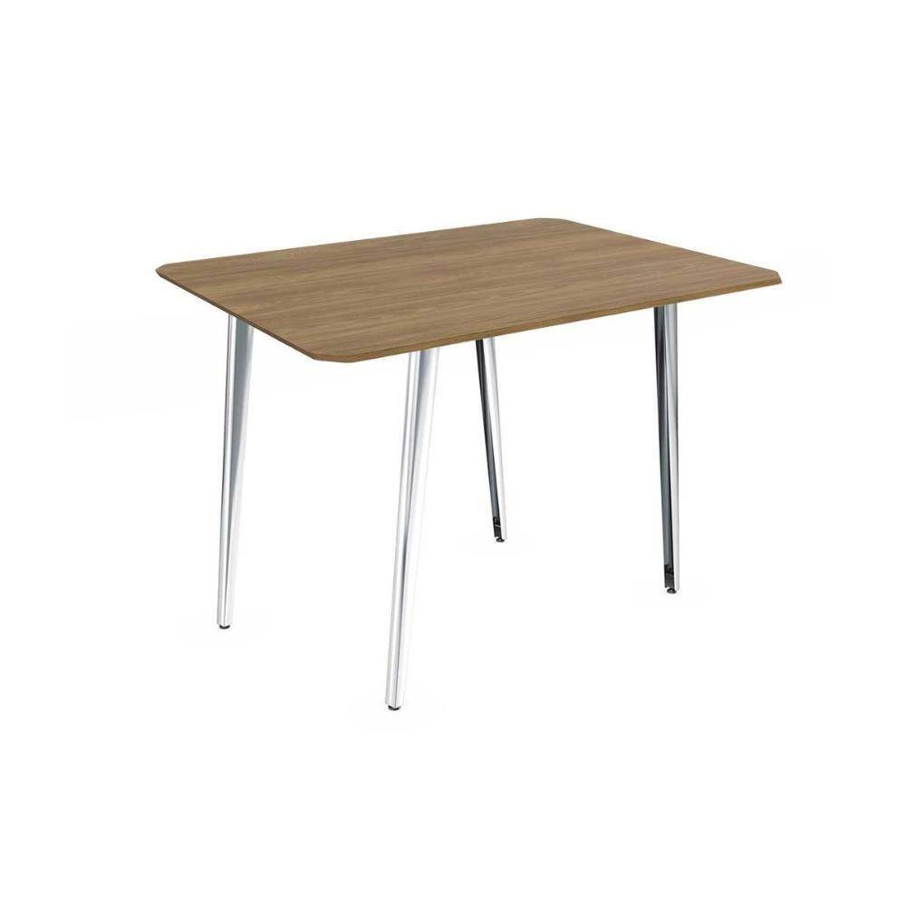 Mesa de Sala Jantar Iguaçu Aço c/Tampo Madeirado 136x90cm Nogueira/Cromada - Kappesberg