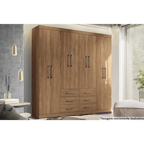 Guarda Roupa Casal 8 Portas e 6 Gavetas c/ Pés Liverpool Jatoba - Santos Andirá