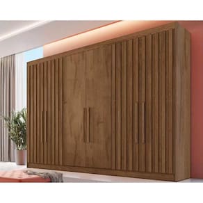 Guarda Roupa 6 Portas e 6 Gavetas c/ 4 Ripadas Potente Braúna - Europa