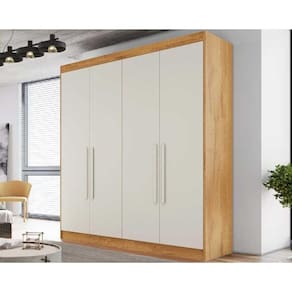 Guarda Roupa Solteiro 3 Gavetas e 4 Portas Nantes Peroba/Off White - Europa