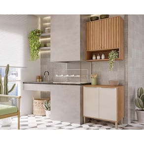 Cozinha Completa Divina 2 Peças (1Aéreo+1Balcão) CZ007 Freijo/Off White - MGM