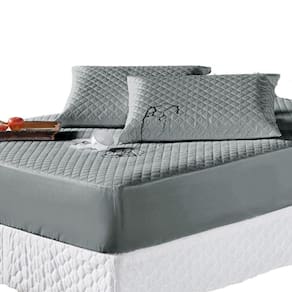 Protetor Colchão Impermeável Queen Matelado 1 Peça Cinza