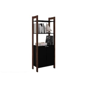 Módulo de Quarto Casal Closet AZ1009 c/ 2 Portas e 2 Prateleiras Preto/Nogal - Tecno Mobili
