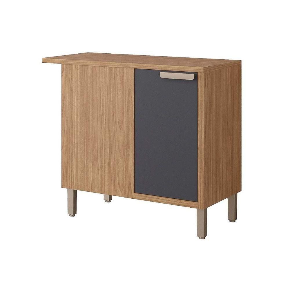 Balcão de Cozinha Eloise Canto Direita/Esquerda c/1 Porta e Tampo 92cm Freijo/Titanium - MGM