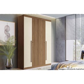 Guarda Roupa Solteiro 4 Portas e 2 Gavetas Buriti jatoba/Areia - Santos Andirá