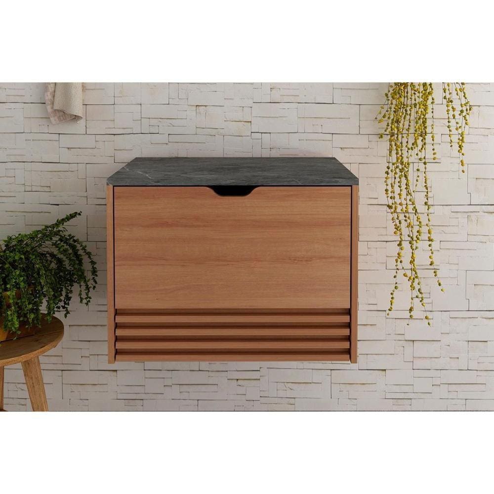 Balcão p/ Banheiro BN3613 cor Amendoa/Marmore Lunar - Tecno Mobili