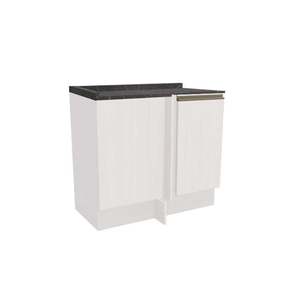 Gabinete de Cozinha Modulado Balcão Maxxi G748 Canto Reto 1 Porta c/Tampo 80cm Branco/Cinzel - Kappesberg