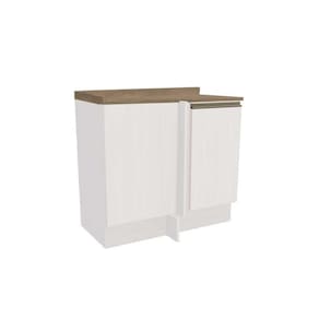 Gabinete de Cozinha Modulado Balcão Maxxi G748 Canto Reto 1 Porta c/Tampo 80cm Branco/Nogal - Kappesberg