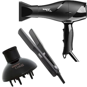 Kit Taiff - Secador Black Ion 2000W 220V + Prancha Ceramica 180°C + Difusor De Ar Curves