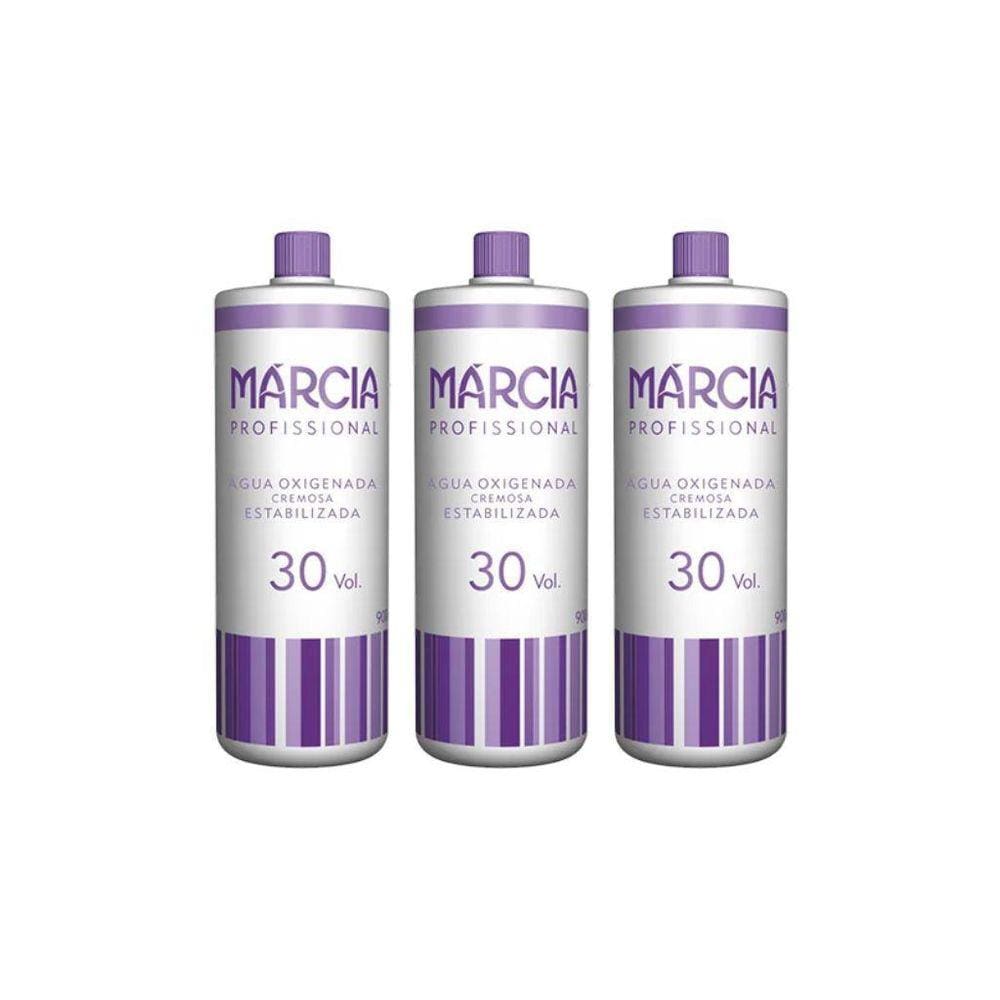 Agua Oxigenada Marcia 900Ml 30 Volumes Cremosa - Kit Com 3Un
