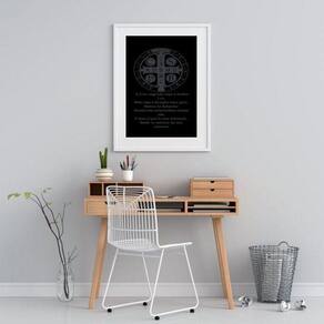 Quadro Oração De São Bento Preto E Branco - 60X48Cm