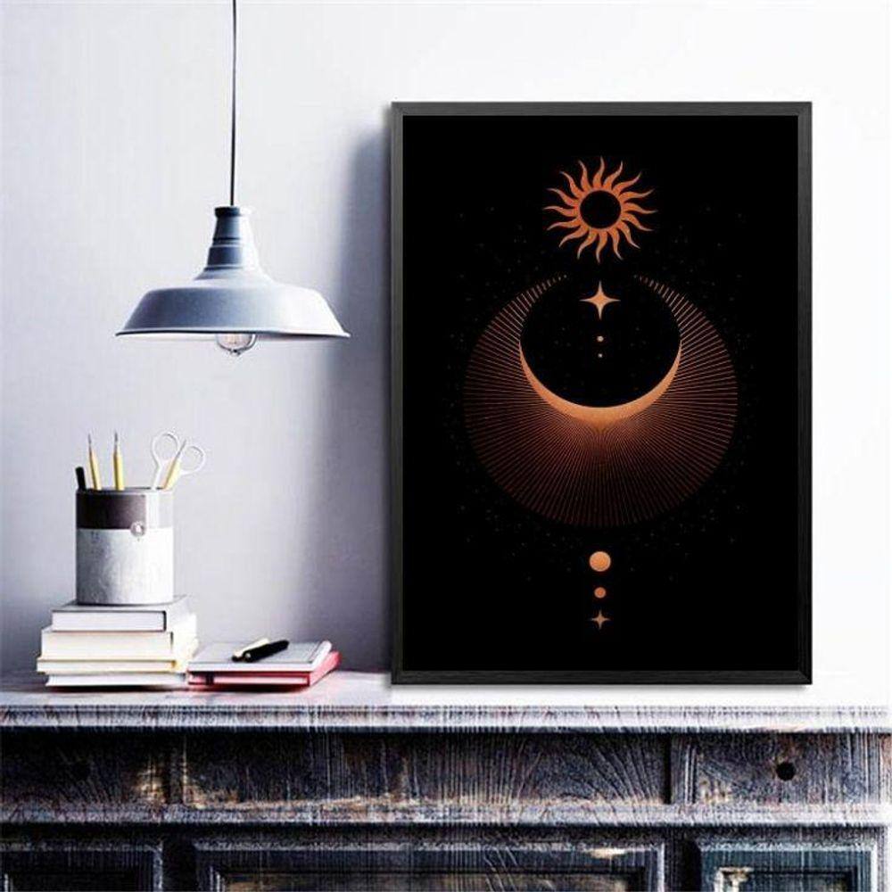 Quadro Decorativo Místico Eclipse 33X24Cm - Com Vidro