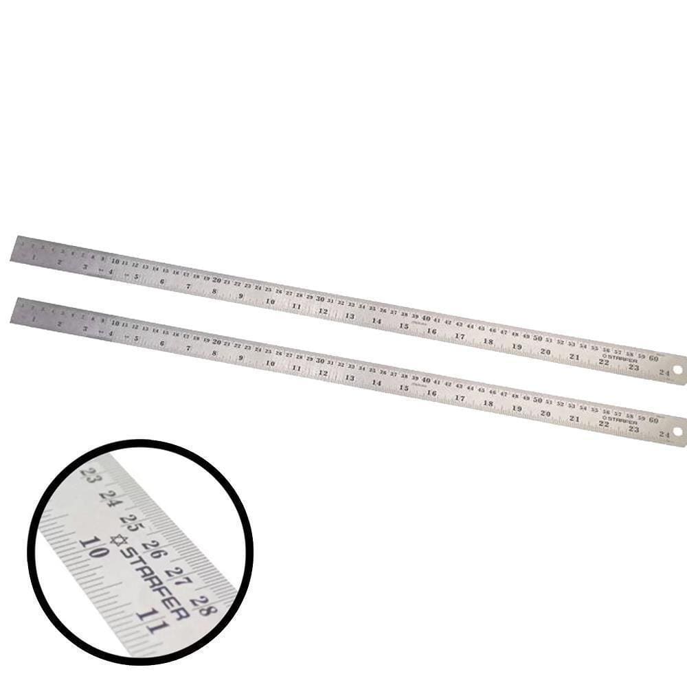 Kit 2 Régua Aço Inox 60Cm 24 Desenho Projeto - Starfer