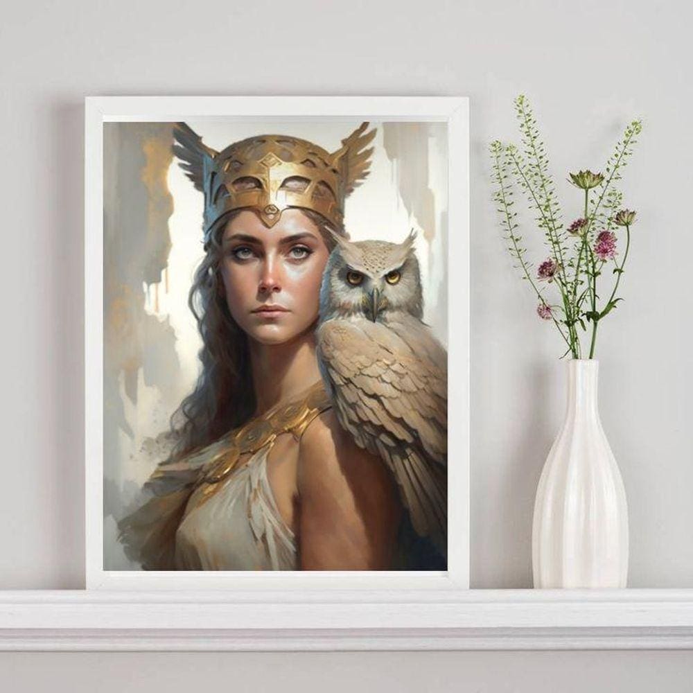 Quadro Decorativo Deusa Da Sabedoria- Atena 45X34Cm - Vidro