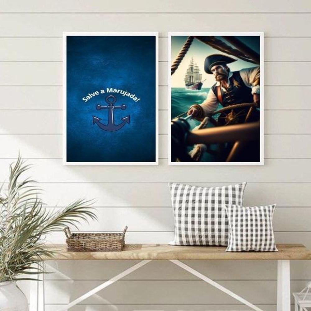 Kit 2 Quadros Marinheiros Umbanda- Salve A Marujada 33X24Cm