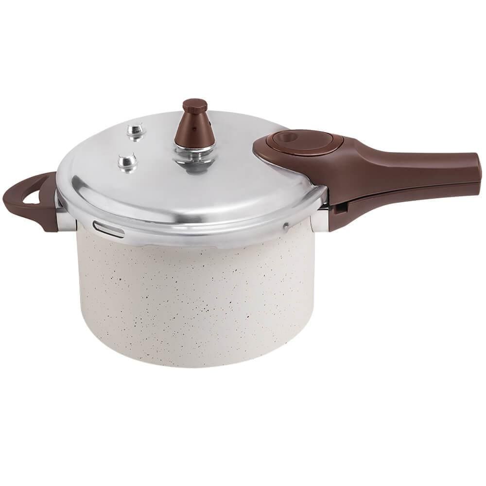 Panela de Pressão Indução Antiaderente Brinox 6,8L Ceramic Life Vanilla 4952/103