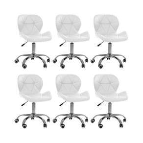 Kit 6 Cadeiras Office Eiffel Slim Ajustável Base Giratória