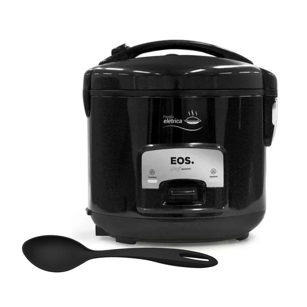 Panela Eos Elétrica Preta 127V Com Colher Nylon Tramontina