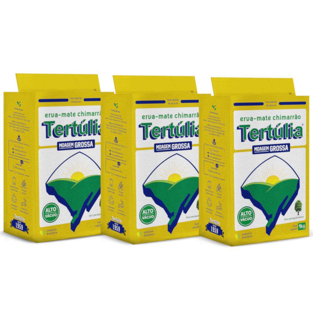 Erva-Mate MOAGEM GROSSA de qualidade para Chimarrão Embalagem a Vácuo 1kg Kit com 3