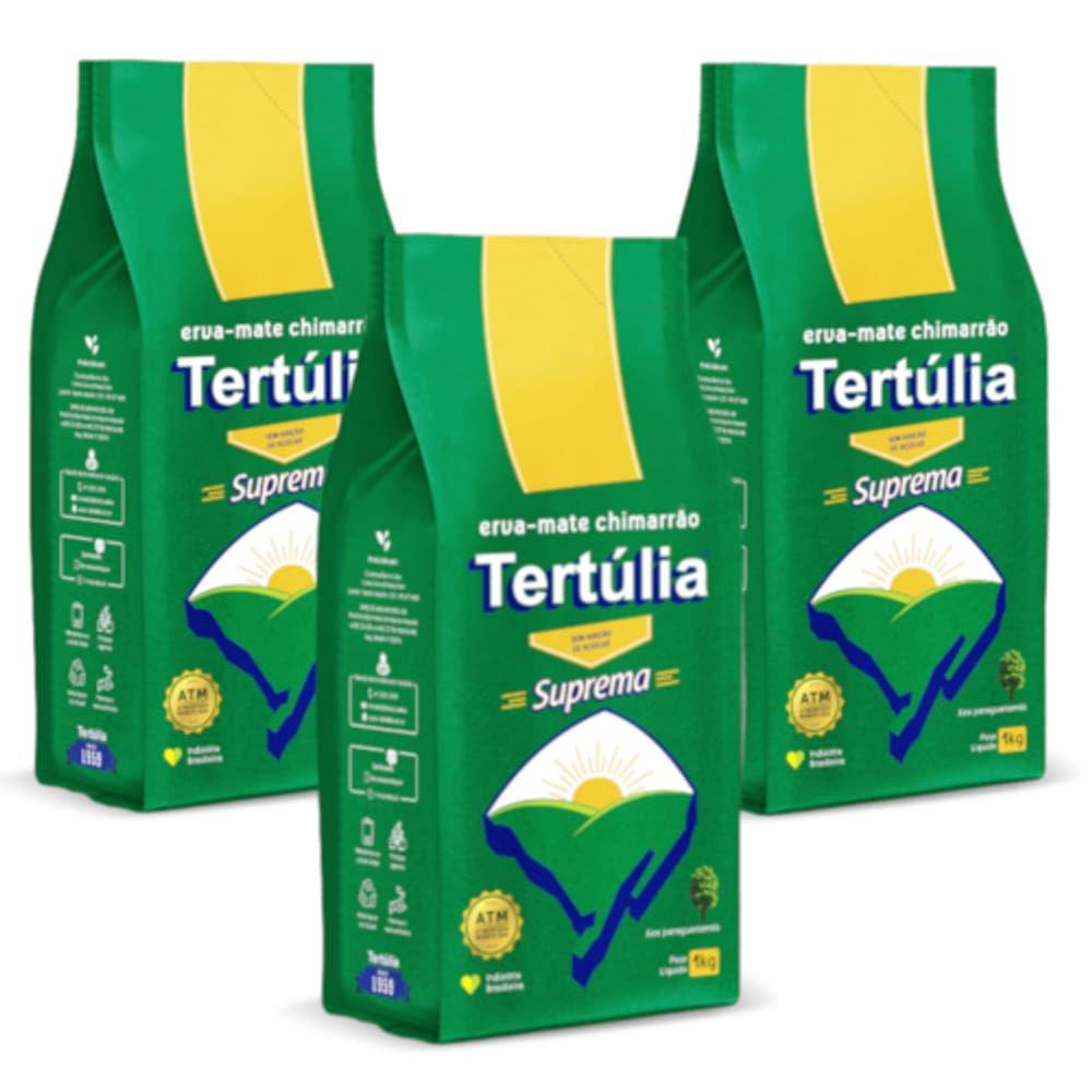Erva-Mate SUPREMA para Chimarrão Tertúlia 1kg Kit com 3