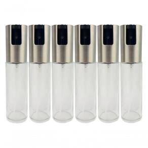 Kit 6 Spray Pulverizador Borrifador Dosador Azeite Vinagre Frasco De Vidro Acabamento Aço Inoxidável