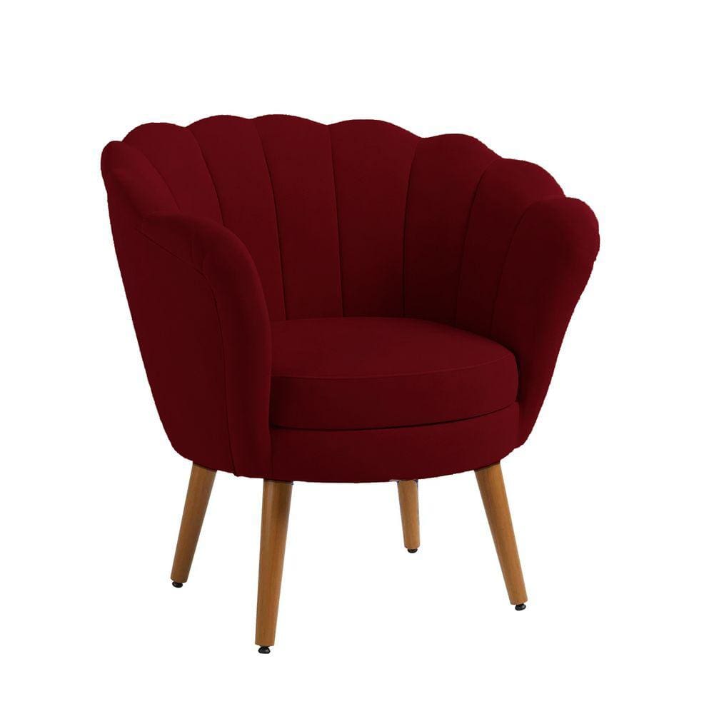 Poltrona Decorativa Pétala Pés Palito Sued Marsala Pés Palito - Kimi Design