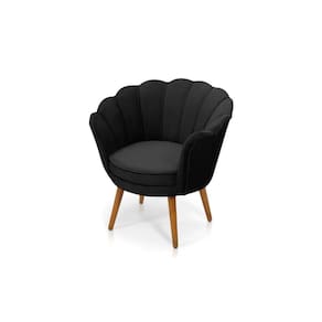 Poltrona Decorativa Pétala Pés Palito Sued Preto Pés Palito - Kimi Design