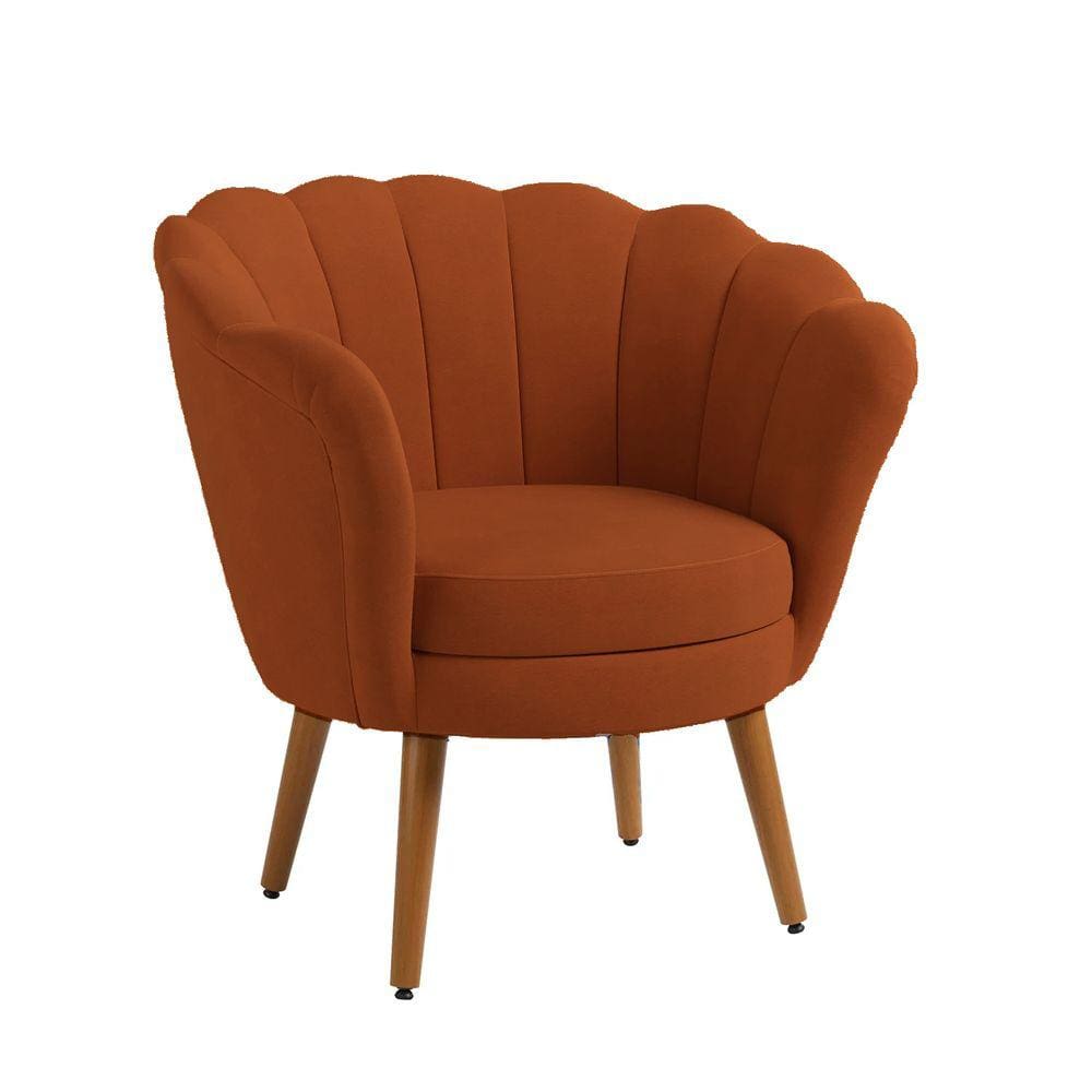 Poltrona Decorativa Pétala Pés Palito Sued Terracota Pés Palito - Kimi Design