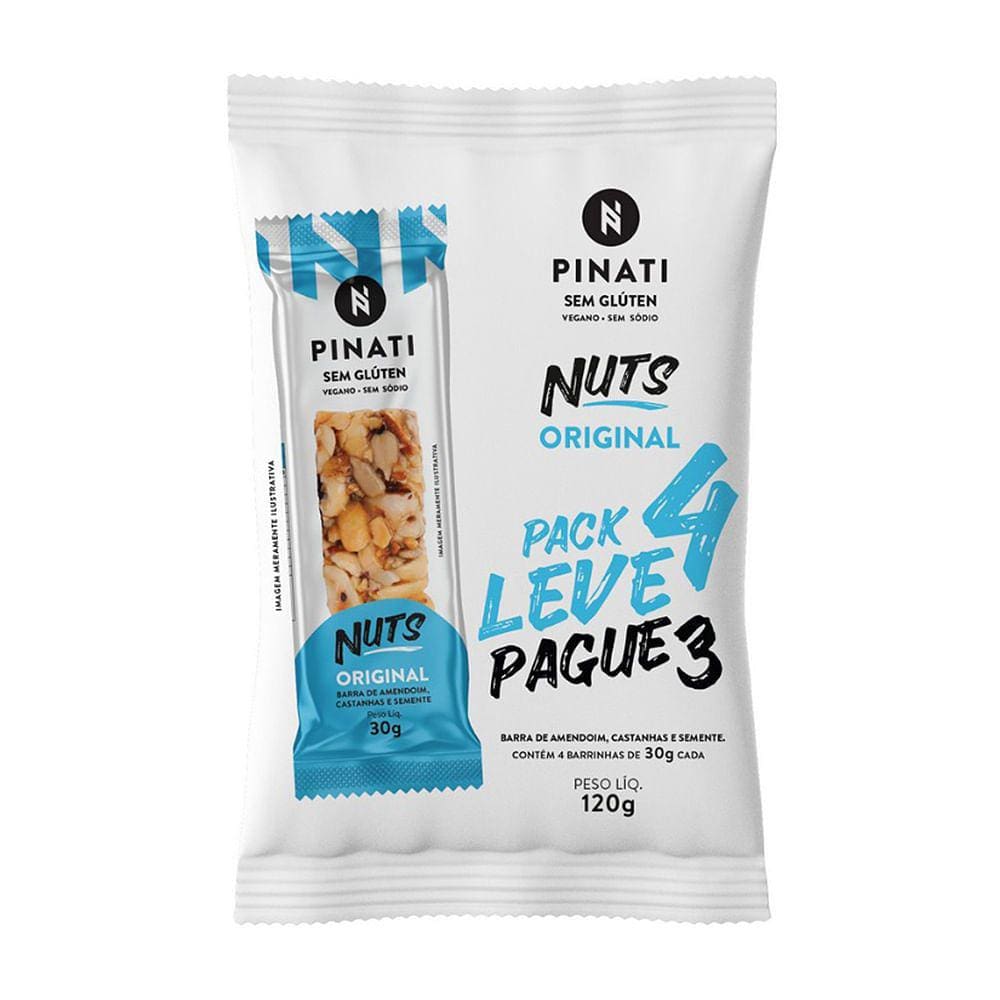 Barra De Cereais Pinati Nuts Tradicional Leve 4 Pague 3 Com 4 Unidades De 30G Cada