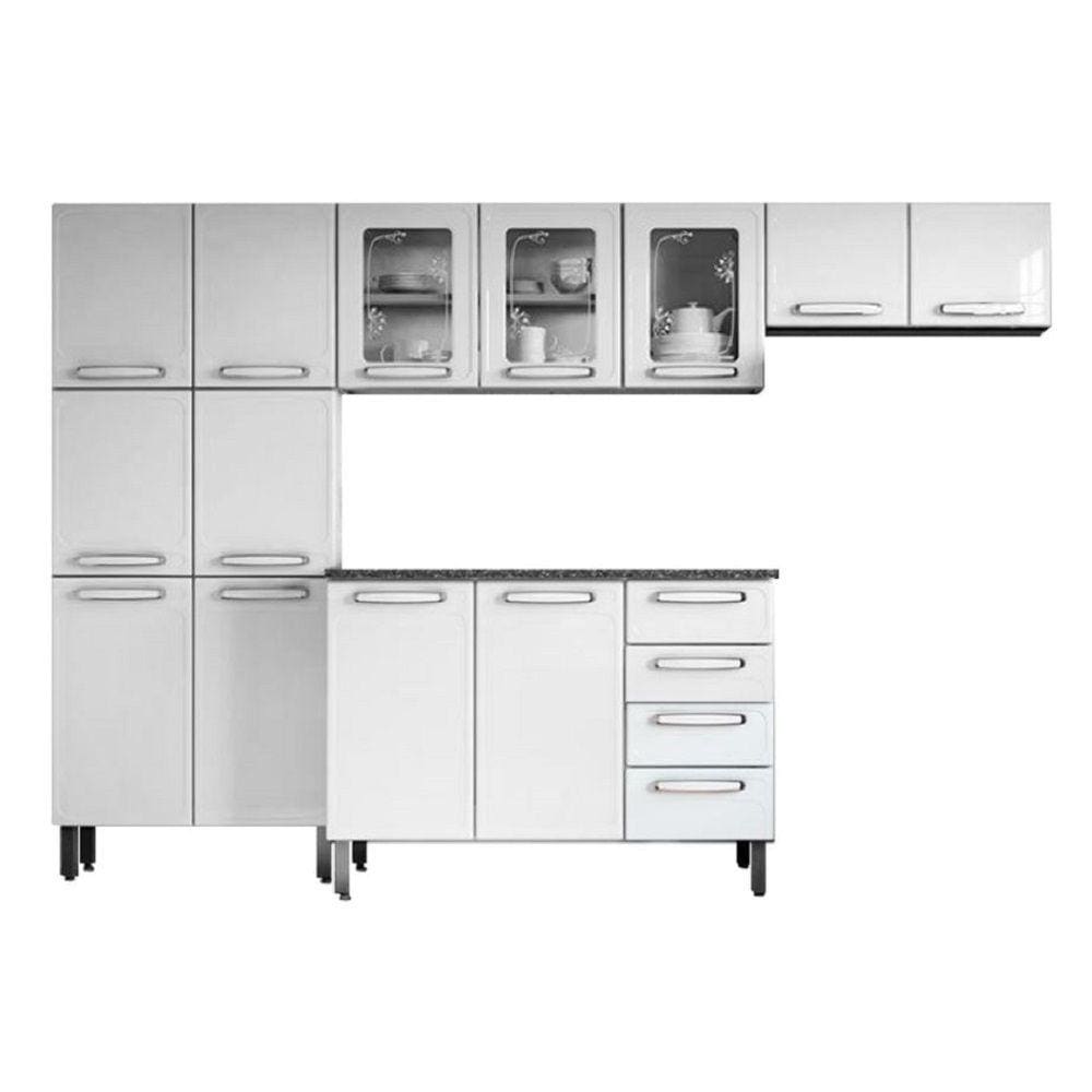 Cozinha Bertolini Evidence New 04 peças 13 portas 04 gavetas em aço - Branco