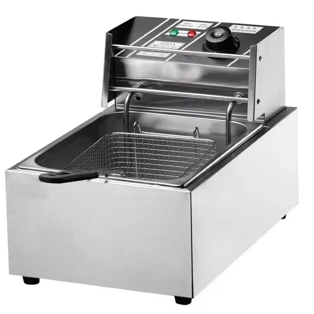 Fritadeira Profissional 1 Cuba 6l Com Tampa Elétrica 110v