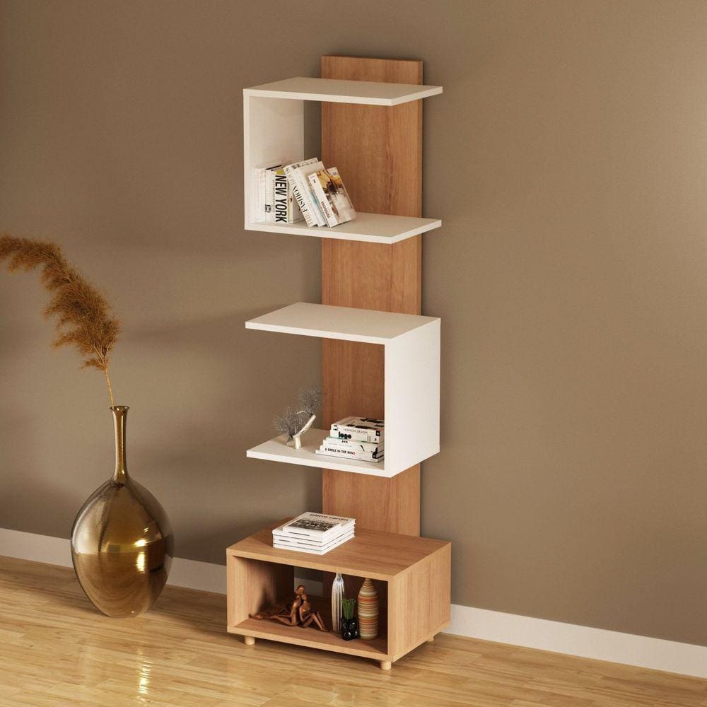 Estante para Livros Multiuso E1727 Tecno Amêndoa/Branco