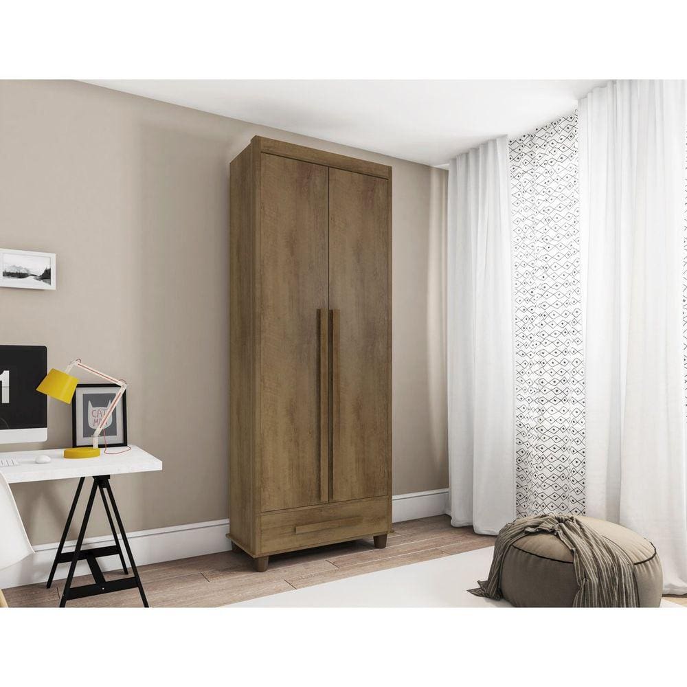 Guarda Roupa Solteiro com 2 Portas 1 Gavetas Dubai Cinamomo
