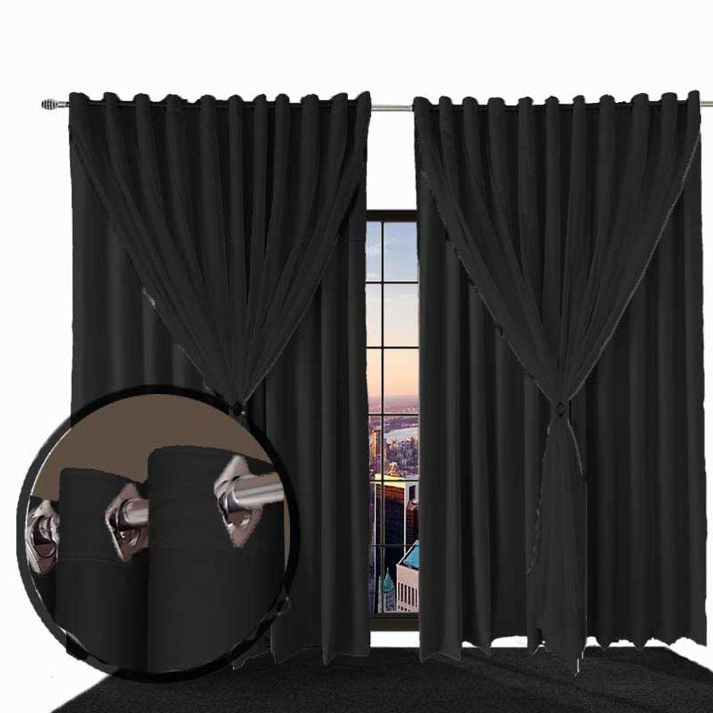 cortina blackout quarto corta luz 6,00 x 2,40 Ana preto