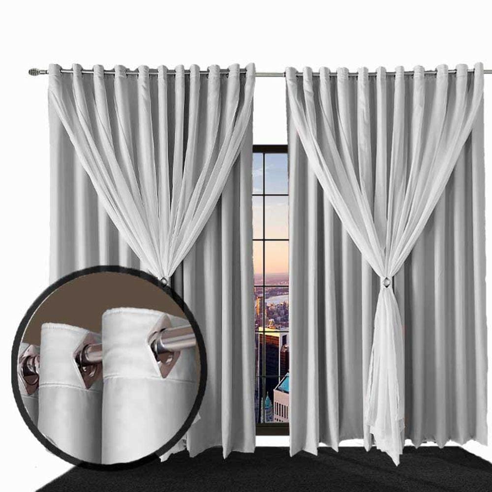 cortina blackout Ana para quarto sala 5,00 x 2,90 cinza
