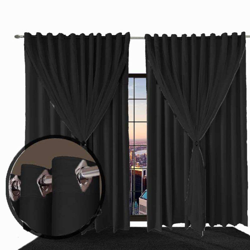 cortina blackout Ana corta luz 6,00 x 2,90 de ilhios cinza