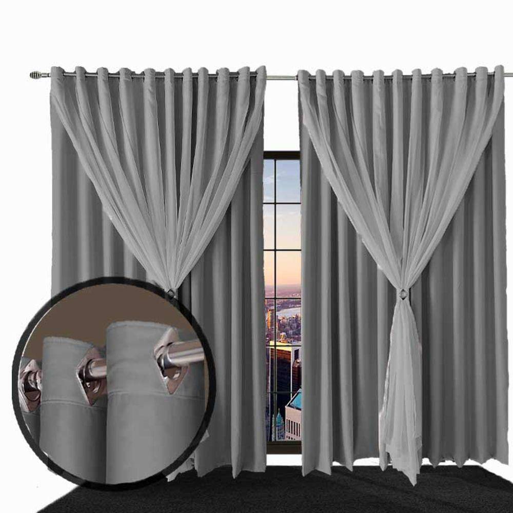 cortina pé direito blackout sala 5,00 x 3,80 Ana bege