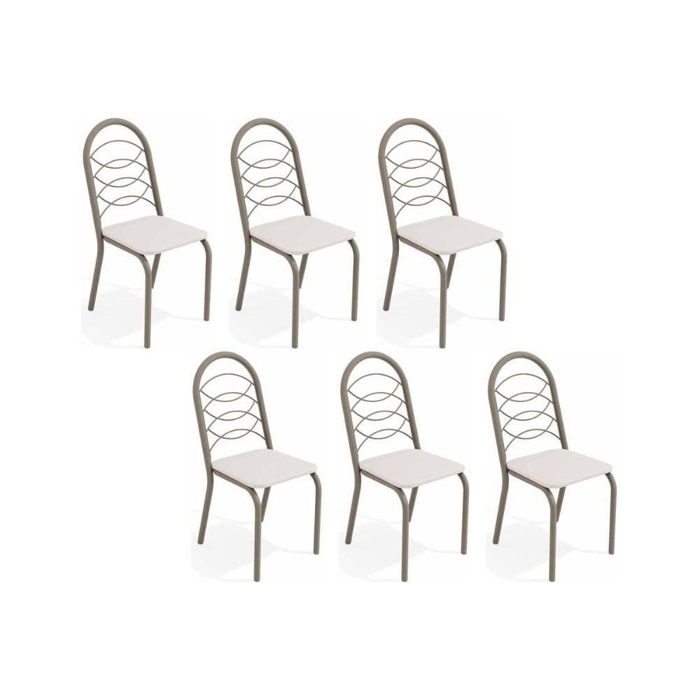 Cadeiras de Cozinha Holanda C009 Kit 6 Un Niquel/Branco 106 - Kappesberg
