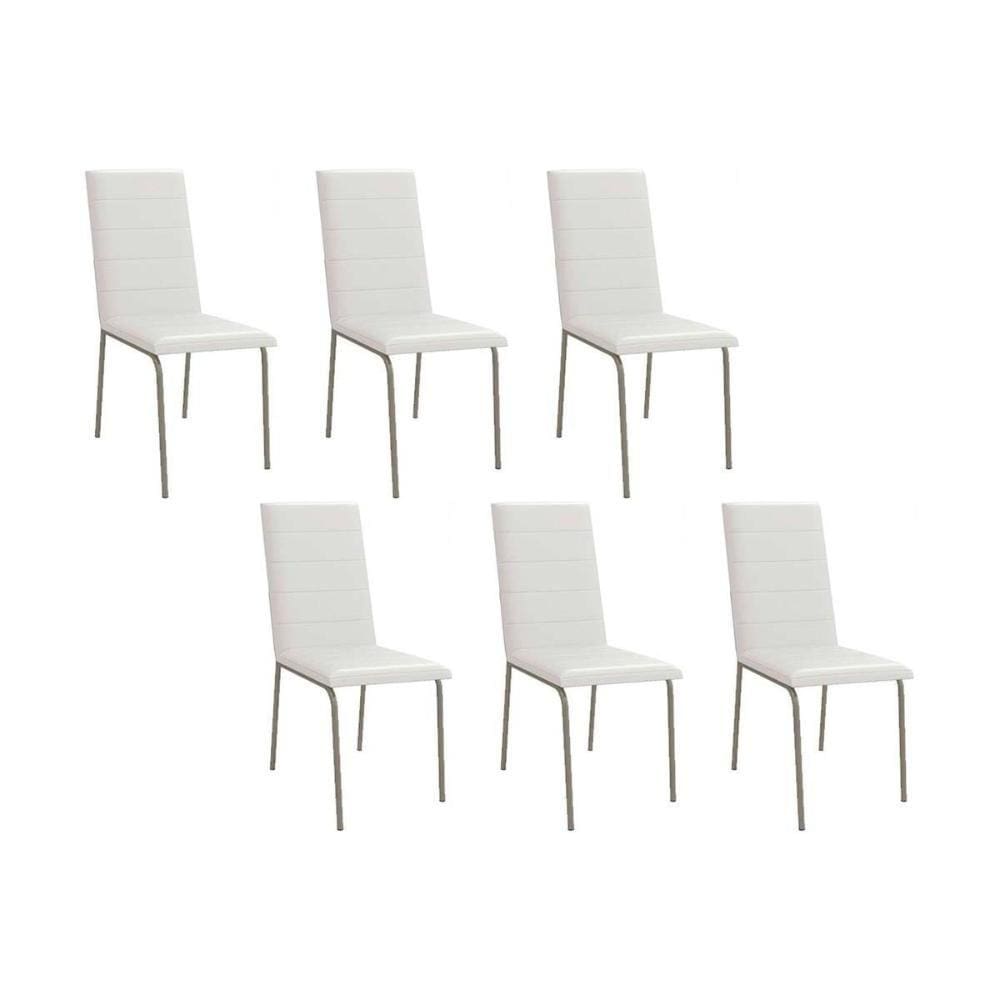 Cadeiras de Cozinha Amsterdã C091 Kit 6 Un Niquel/Branco 106 - Kappesberg