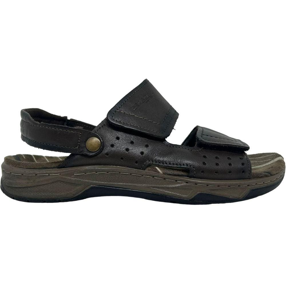 Sandália Papete Masculino em Couro Adulto Casual Dia a Dia Amortech Pegada 132254