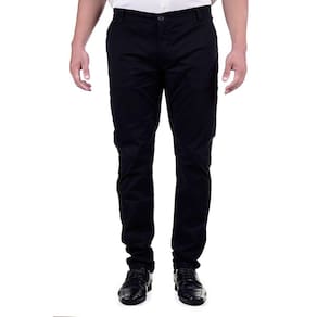 Calça Masculina Uniforme Slim Tecido de Brim com Elastano - Preta