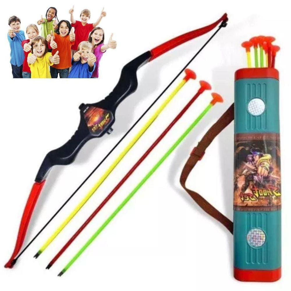 Brinquedo Arco Flecha Infantil Porta Bolsa Criança Lançador