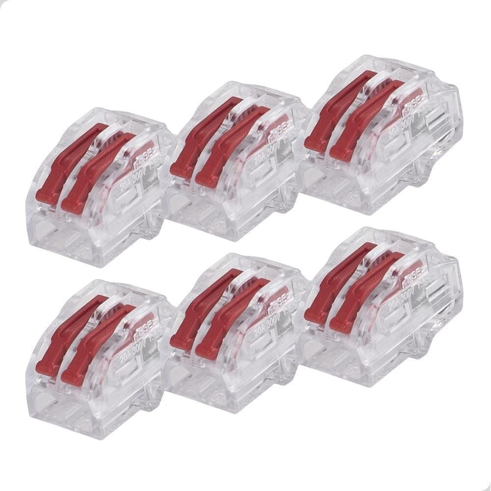 Kit 6 Conector Reutilizável P/ Emenda de Fios 2 Polos HCRN-2