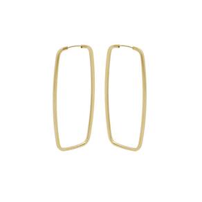 Brinco Argola Retangular ouro 18k tam médio clássico J26052
